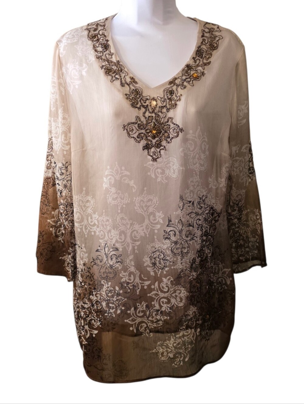 CHICOS Sheer Beaded Topper